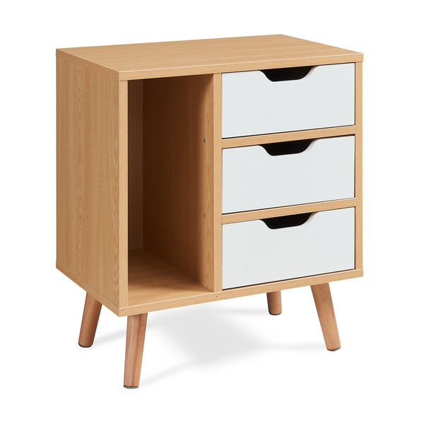 Table de chevet Bordkak 55 x 48 x 30 cm effet chêne blanc [en.casa]