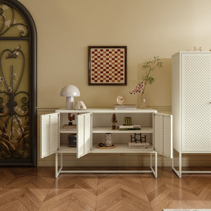 Commode Viitasaari 120 x 40 x 80 cm acier blanc crème [en.casa]