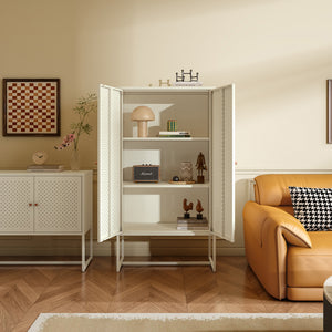 Armoire multifonctionnelle Viitasaari 150 x 80 x 40 cm acier blanc crème [en.casa]