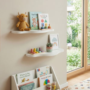 Wandplank Sirlstalo set van 2 voor kinderkamer 57x19x3 cm wit [en.casa] 