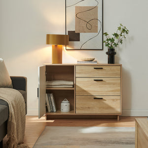 Dressoir Kenta 100x35x72 cm sonoma eiken en wit [en.casa]