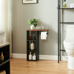 Porte-papier toilette Trond 60x40x16 cm Noir/Aspect noyer [en.casa]
