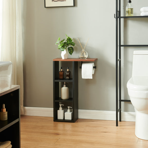 Porte-papier toilette Trond 60x40x16 cm Noir/Aspect noyer [en.casa]