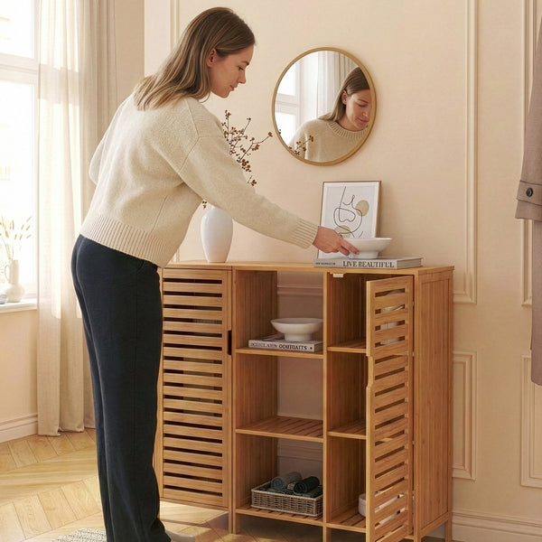 Dressoir Hakseri bamboe 87x99x33 cm naturel [en.casa]