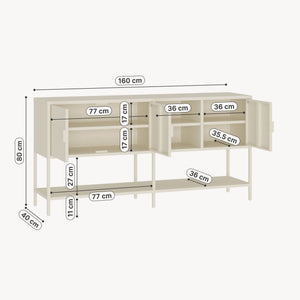 Buffet Kliri acier 160 x 40 x 80 cm blanc crème [en.casa]