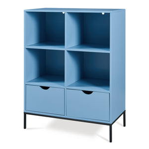 Bibliothèque Colwyn avec 2 tiroirs 105 x 80 x 40 cm bleu [en.casa]