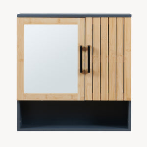 Spiegelkast Svanes 58x56x13 cm Donkergrijs/Natuur [en.casa]