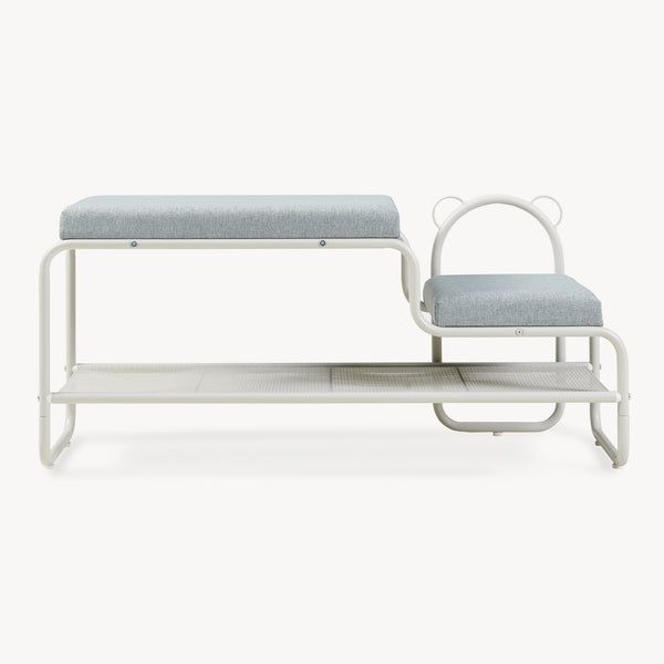 Banc à chaussures Jässaatka avec tabouret enfant 100 x 32 x 46 cm gris  [en.casa]
