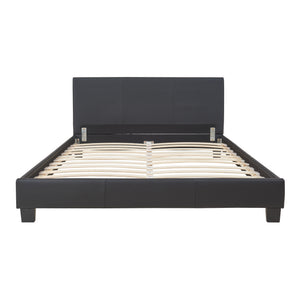 Lit double capitonné (140 x 200cm) cuir synthétique avec sommier à lattes noir Corium