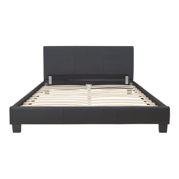 Lit double capitonné (140 x 200cm) cuir synthétique avec sommier à lattes noir Corium