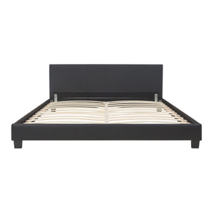 Lit Double Rembourré Albacete Sommier à Lattes Similicuir 180 x 200 cm Noir Corium