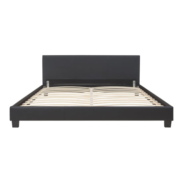 Lit Double Rembourré Albacete Sommier à Lattes Similicuir 180 x 200 cm Noir Corium