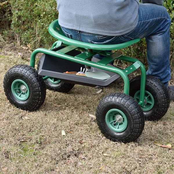Siège de Jardin Roulant pour Travail Capacité jusqu'à 135 kg Vert 81 x 45 x 54 cm [pro.tec]