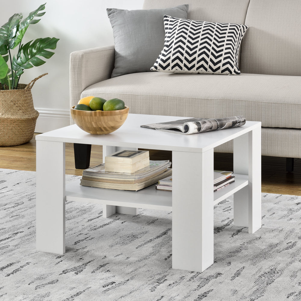 Table basse Aachen 60x60x40 cm avec étagère blanc en.casa - premiumXL