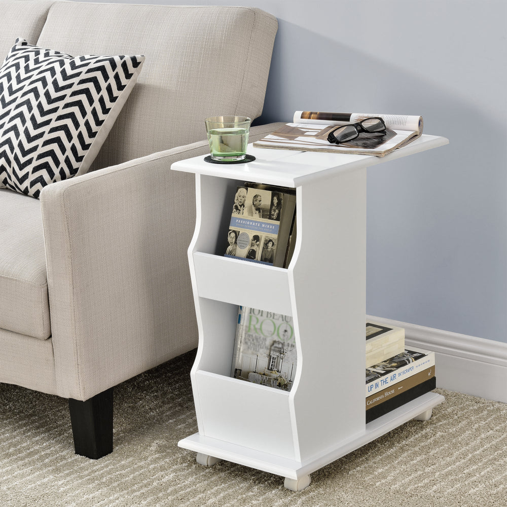 Table d’appoint Kungälv 53x30x63 cm roulettes et compartiments de rangement blanc en.casa - premiumXL