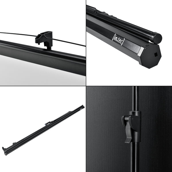 [in.tec] Écran de Projection Portable avec Support Trépied Réglable en Acier HD 3D Compatible 113 Pouces