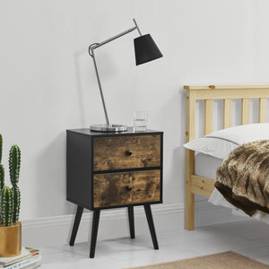 Petite Table avec 2 Tiroirs Effet Bois et Noir 60 x 40 x 29,5 cm [en.casa]
