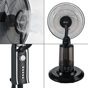 Ventilateur Humidificateur Silencieux sur Pied avec Minuteur Diamètre 40 cm Plastique 125 cm Noir [in.tec]