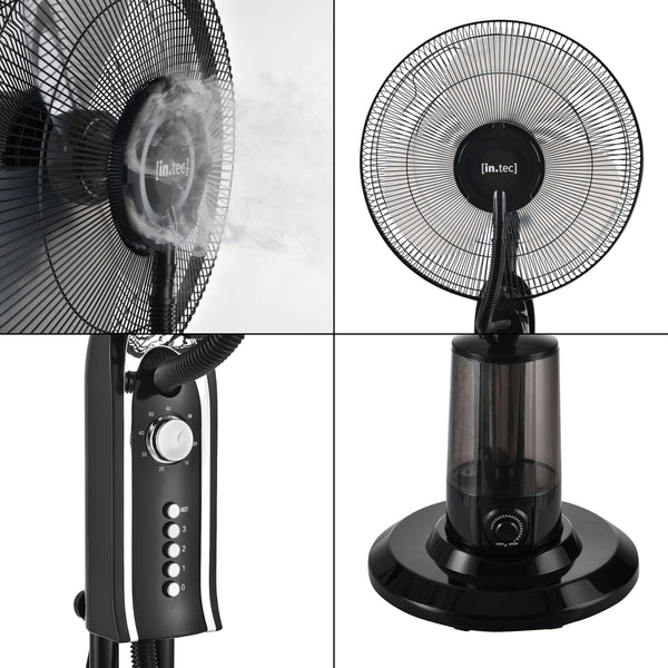 Ventilateur Humidificateur Silencieux sur Pied avec Minuteur Diamètre 40 cm Plastique 125 cm Noir [in.tec]