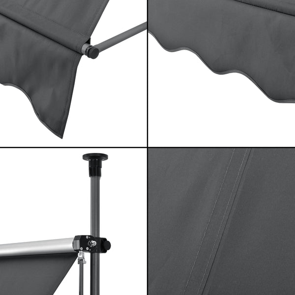 Brise-Soleil Pare-Soleil Acier et Polyester Hauteur Variable Anthracite Gris [pro.tec]