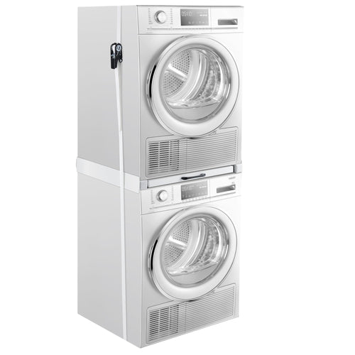Kit de Superposition avec Tablette Coulissante pour Lave-Linge Sèche-Linge Standard Blanc [en.casa]