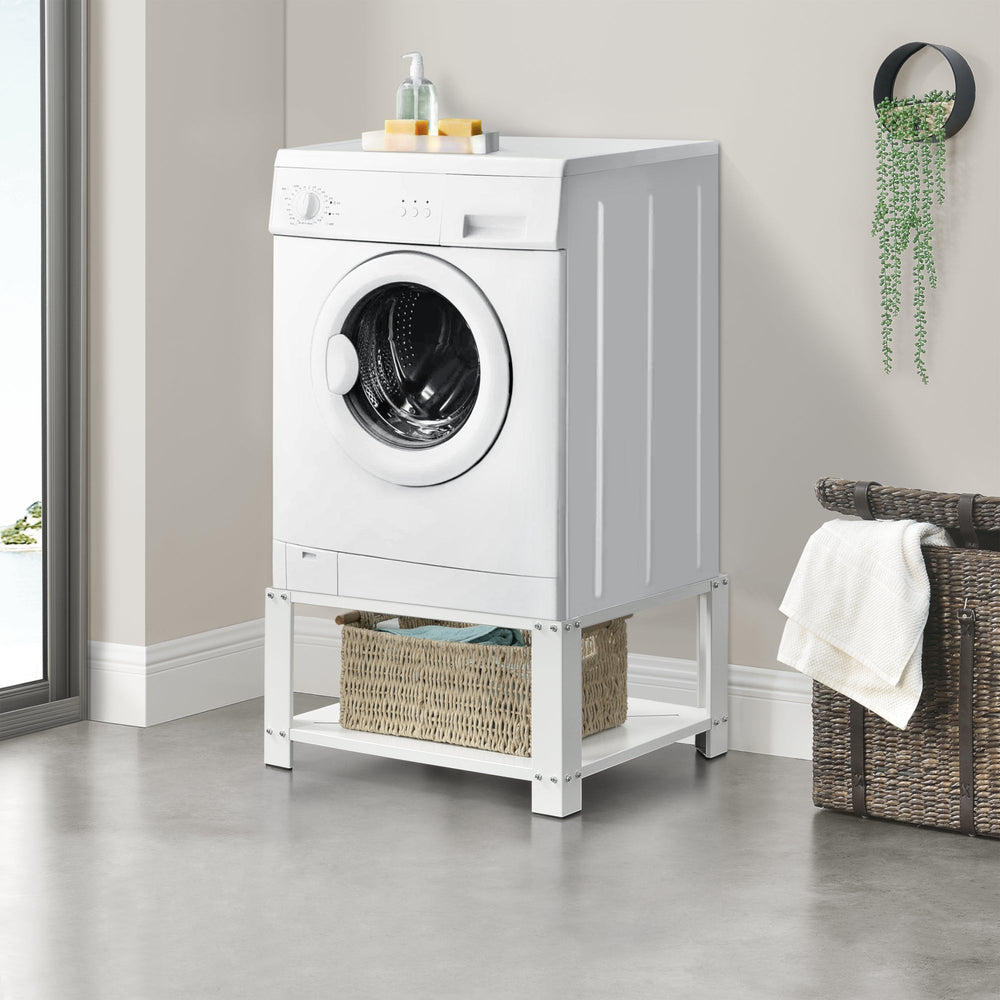 Wasmachine - Sokkel Courtavon met plank Staal Wit en.casa - premiumXL