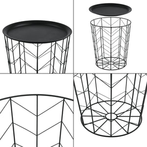 Set de 2 Tables Basses Cerisey Plateaux Amovibles Métal Plusieurs Tailles Noir [en.casa]