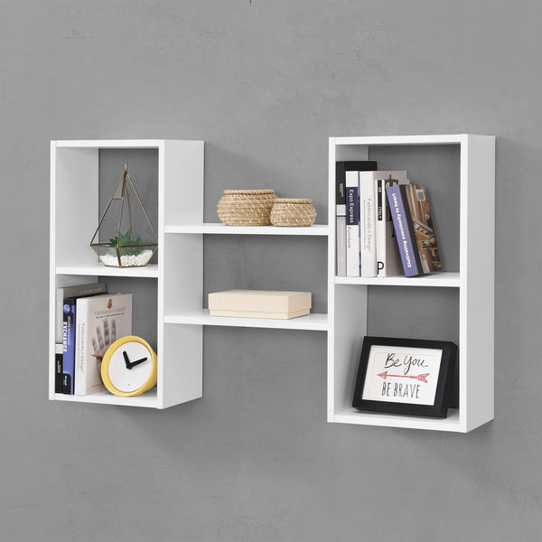 Wandplank Lillesand 4 vakken en 2 planken 101x18x60 cm wit
