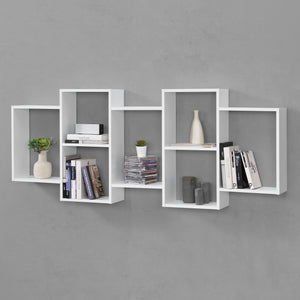Wandplank Jessheim met 7 vakken 161x18x65 cm wit mat