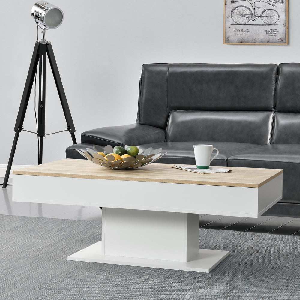 Table basse Lünen 40x110x60cm avec 2 compartiments de rangement aspect chêne blanc en.casa - premiumXL