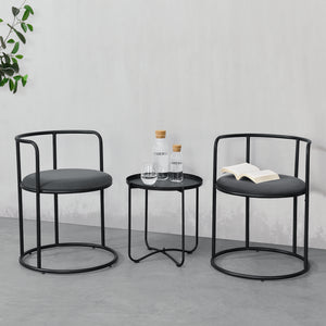 Salontafel Alvkarleby met 2 stoelen 3-delig zwart