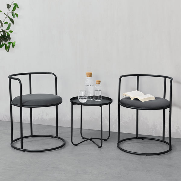 Salontafel Alvkarleby met 2 stoelen 3-delig zwart
