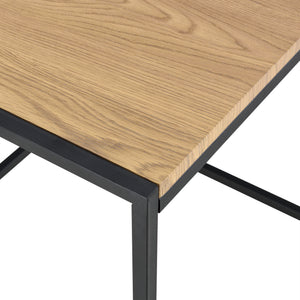 Lot de 3 Tables Basses Gigognes Stylées pour Salon Set de Meubles de Forme Cube de Tailles Différentes Acier MDF Noir Chêne [en.casa]