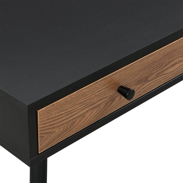 Bureau Tumba à 3 Tiroirs 75 x 115 x 48 cm Effet Bois Foncé Noir [en.casa]