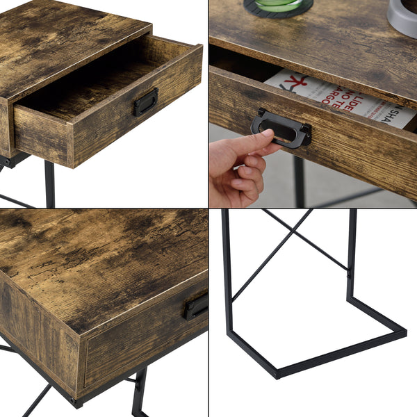 Bijzettafel Marstrand met lade 67x45x35 cm houtkleurig zwart