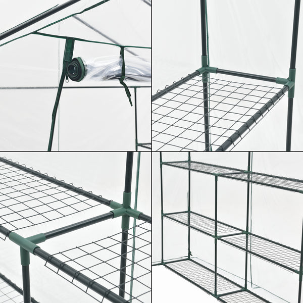 [en.casa] Tuinkas Grünau met 12 planken 200x200x220 cm transparant