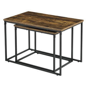 [en.casa] Salontafel Harnosand set van 2 zwart en houtkleurig