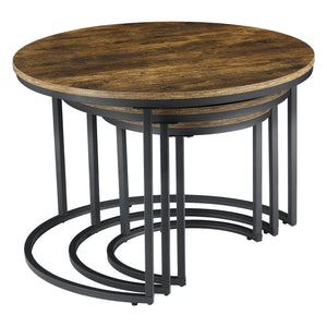 Lot de 3 tables basses gigognes Arvidsjaur Effet bois foncé Rondes [en.casa]