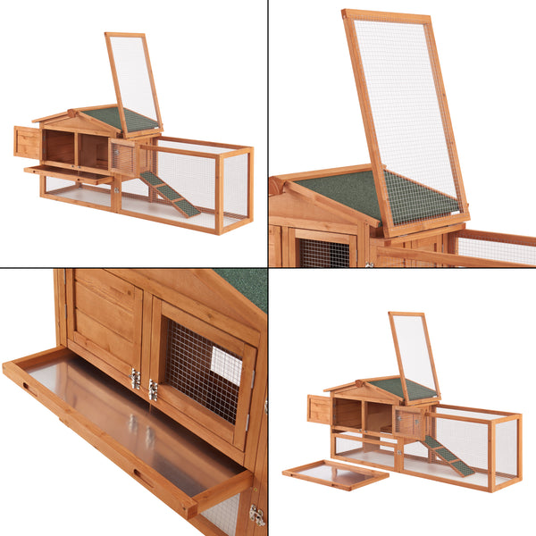 Clapier Oberursel à deux niveaux 68 x 156 x 52 cm sapin naturel