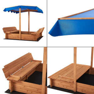 Bac à sable Kellenhusen en bois 120 x 120 x 120 cm [en.casa]