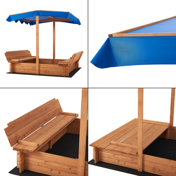 Bac à sable Kellenhusen en bois 120 x 120 x 120 cm [en.casa]