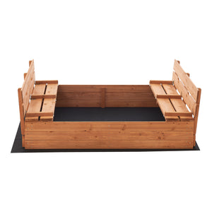 [en.casa] Zandbak Campillos met bankjes 23,5x118x114 cm houtkleurig
