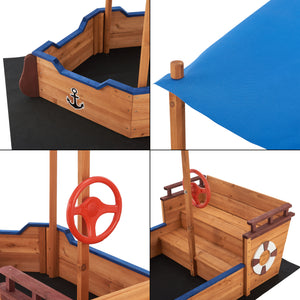 [en.casa] Zandbak Grömitz met luifel 103x160x78 cm houtkleurig blauw