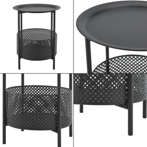 Petite table ronde Kruibeke métal 45 x 35 cm noir [en.casa]