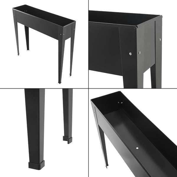 [en.casa] Kweektafel plantenbak 98x25x82 cm staal antraciet