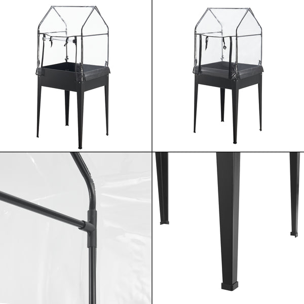 [en.casa] Kweektafel Katwijk plantenbak 60x60x152 cm antraciet