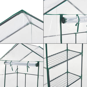 Tuinkas Hoorn met 4 planken 140x73x195 cm transparant [en.casa]