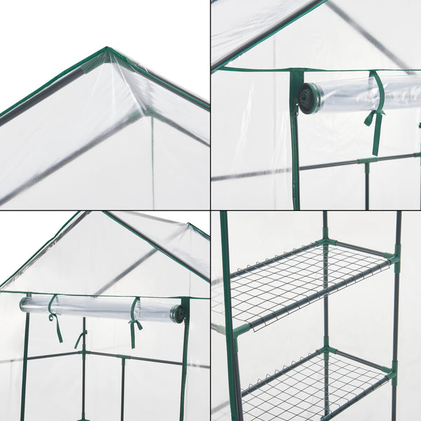 Tuinkas Hoorn met 4 planken 140x73x195 cm transparant [en.casa]