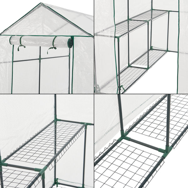 [en.casa] Tuinkas Oosterhout met 4 planken 120x186x190 cm