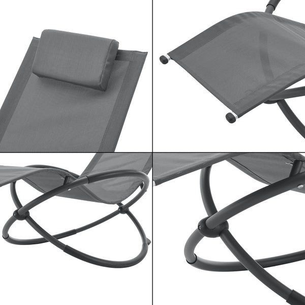 [en.casa] Ligstoel Pulsano schommelstoel 166x74x86 cm donkergrijs